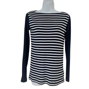 Gap Maternity Navy Blue Boat Neck Pima Modal Blend Striped Tee